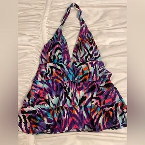 Caribbean Joe Multicolor Tankini Halter Top